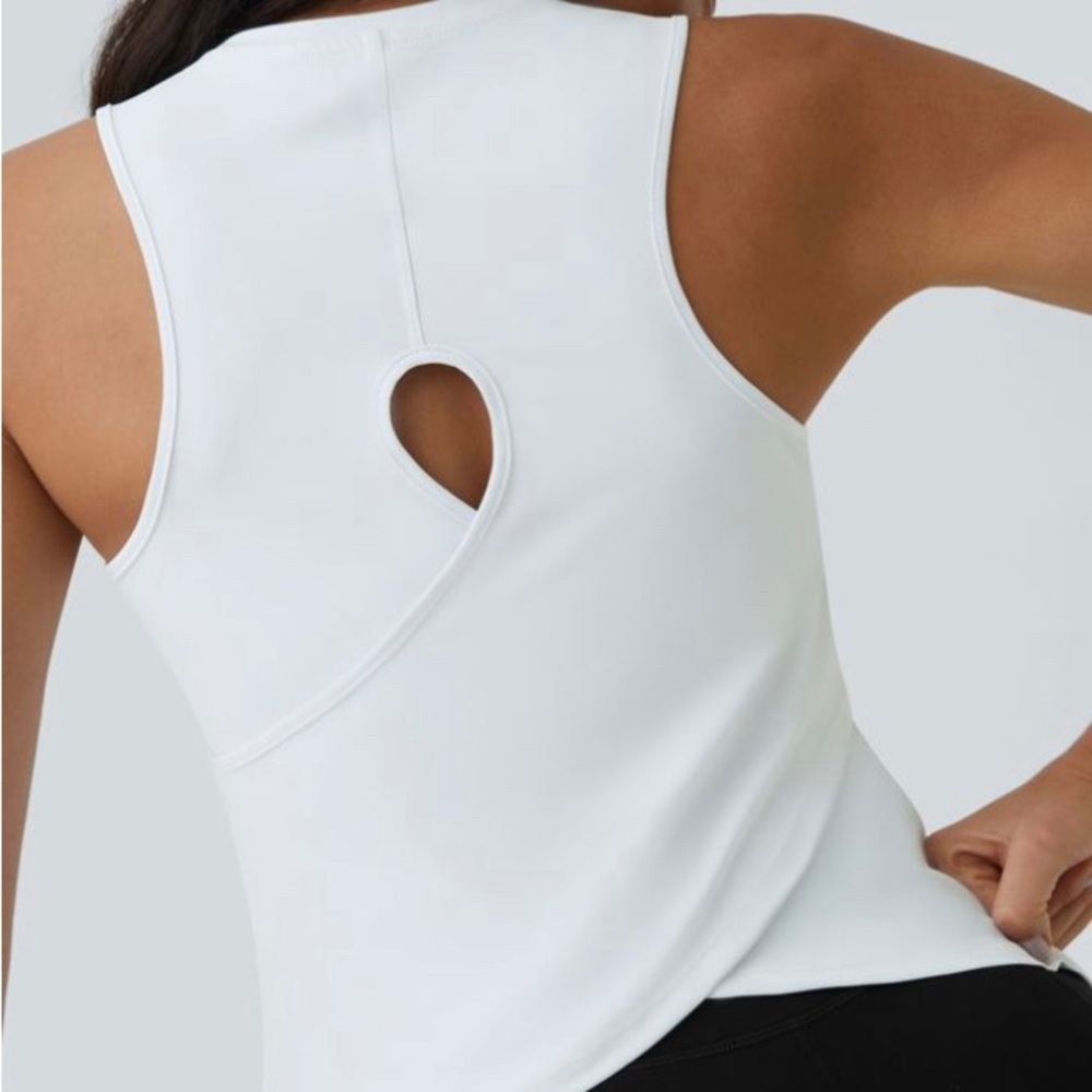 Halara White Sleeveless back cut out Top